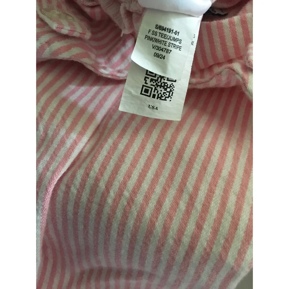 Old Navy Striped Overalls Jumpsuit Girls 5T Pink White Tie Strap Cotton Wide Leg